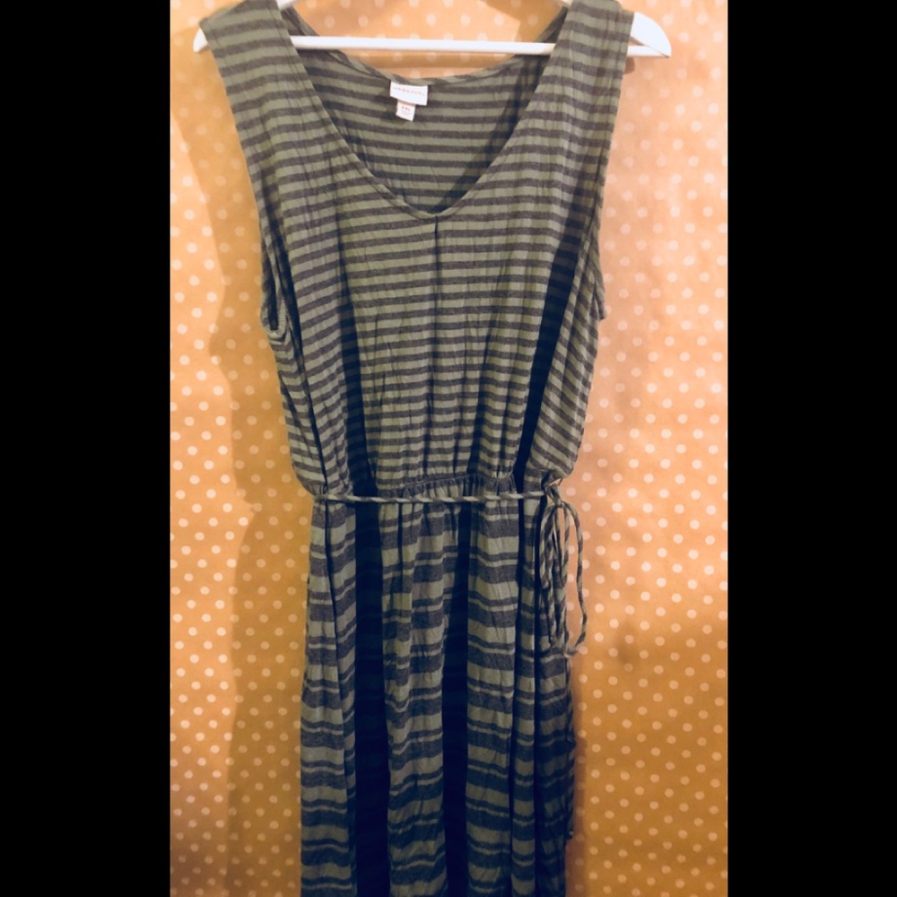 Merona army green sleeveless striped dress